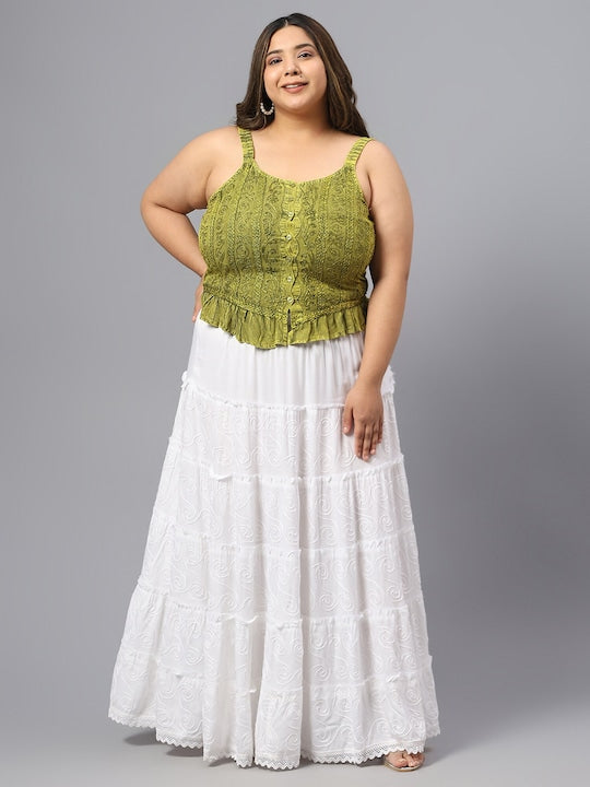 Self Design Flared Maxi Skirts
