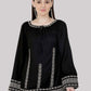 Women Black Embroidered  Tie-Up Neck Party Wear Top