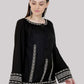 Women Black Embroidered  Tie-Up Neck Party Wear Top