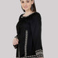 Women Black Embroidered  Tie-Up Neck Party Wear Top