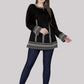 Women Black Embroidered  Tie-Up Neck Party Wear Top