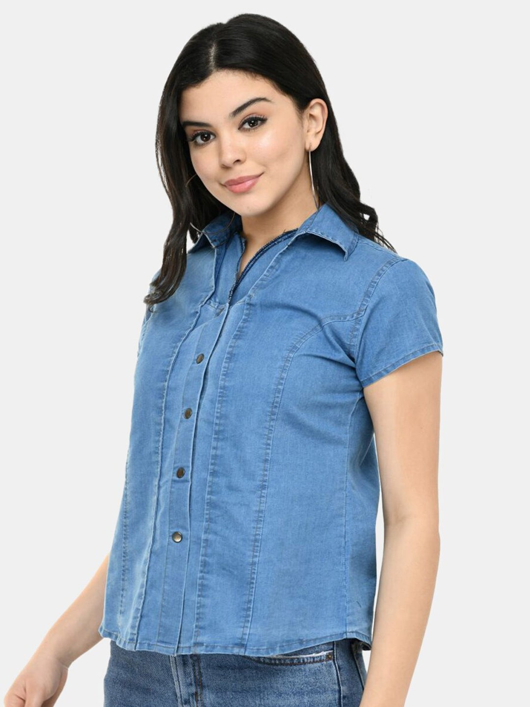 Denim Shirt Style Top