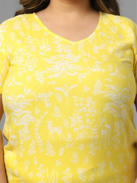 Plus Size Floral Printed Night Track-Suit