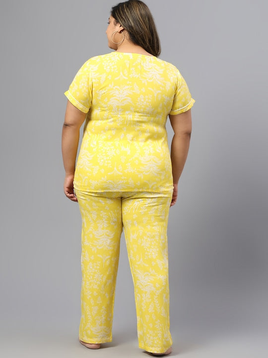 Plus Size Floral Printed Night Track-Suit