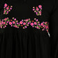 Women Black Top Casual Bell Sleeves Floral Print