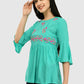 Women Teal Top Casual Bell Sleeves Floral Print