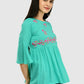 Women Teal Top Casual Bell Sleeves Floral Print