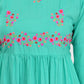 Women Teal Top Casual Bell Sleeves Floral Print