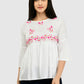 Women White Top Casual Bell Sleeves Floral Print