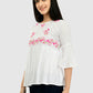 Women White Top Casual Bell Sleeves Floral Print