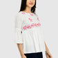 Women White Top Casual Bell Sleeves Floral Print