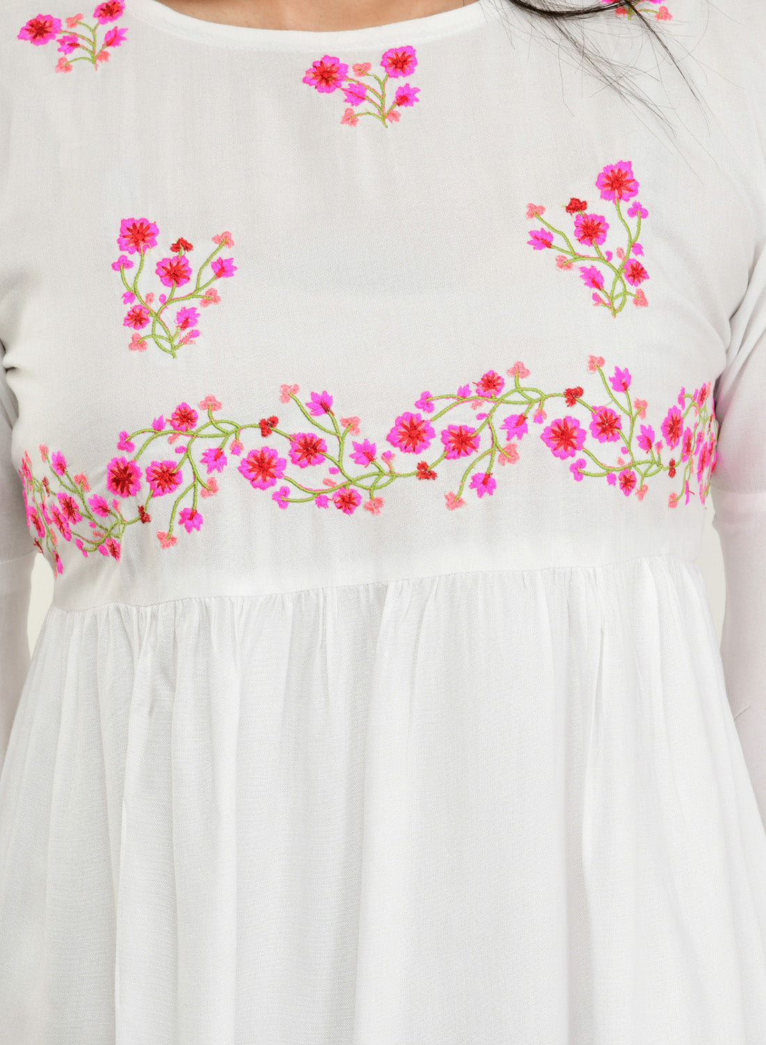 Women White Top Casual Bell Sleeves Floral Print