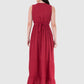 Women Dress Maroon Maxi Cotton Sleeveless