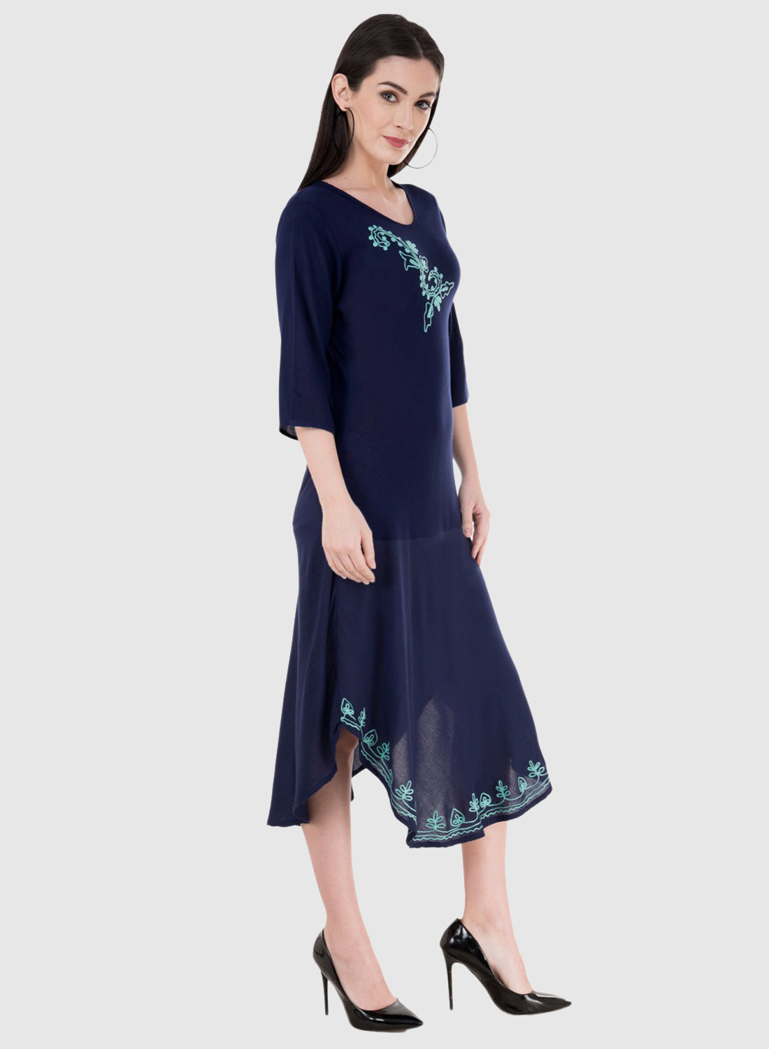 Women Dress Light Green Rayon Sleeveless Ombre Dye Asymmetric