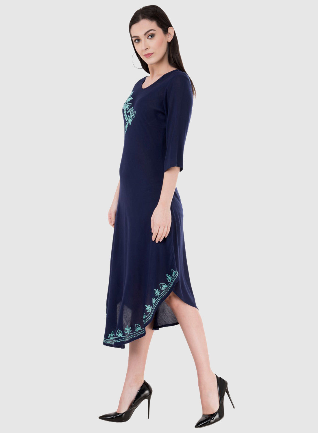 Women Dress Light Green Rayon Sleeveless Ombre Dye Asymmetric