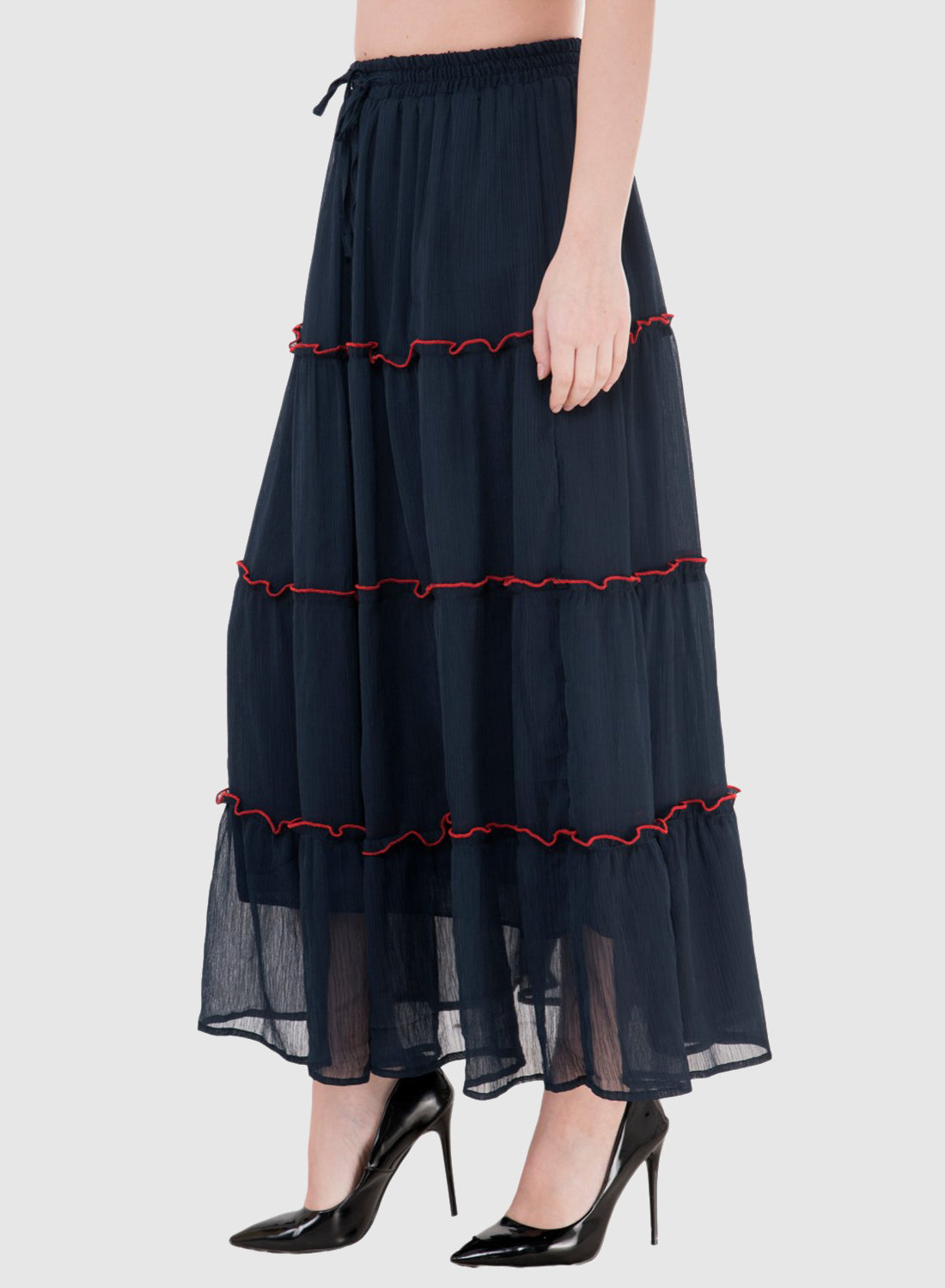 Women Skirt Navy Blue Regular Fit And Flare
