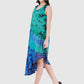 Women Dress Firozi Light Blue Rayon Sleeveless Ombre Dye Asymmetric