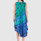 Women Dress Firozi Light Blue Rayon Sleeveless Ombre Dye Asymmetric