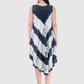 Women Dress White Blue Navy Rayon Sleeveless Ombre Dye Asymmetric