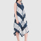 Women Dress White Blue Navy Rayon Sleeveless Ombre Dye Asymmetric