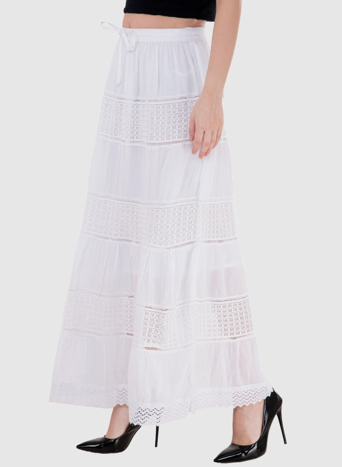 Women Skirt White Regular Fit And Flare