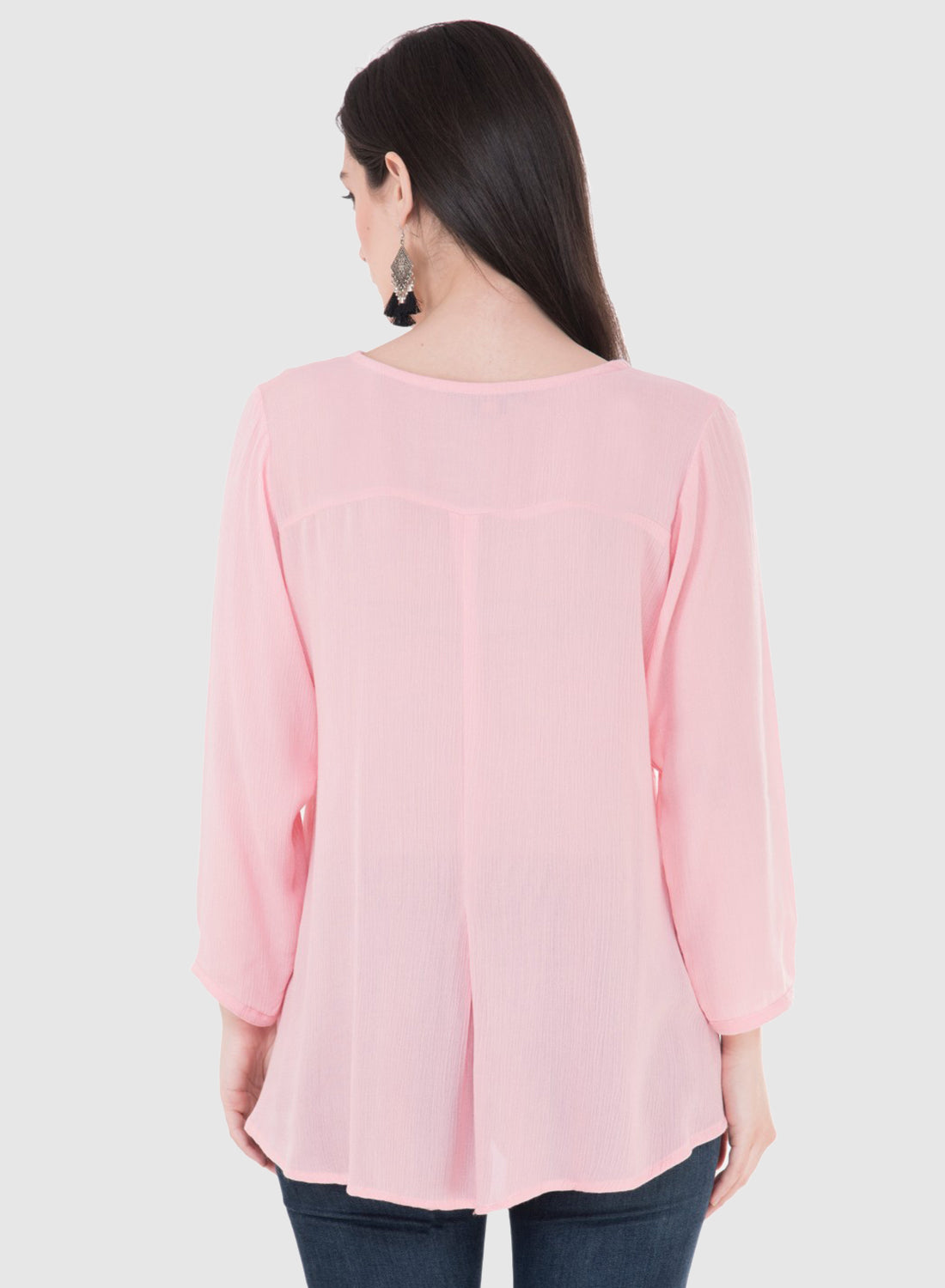 Women Top Baby Pink Fabric Rayon