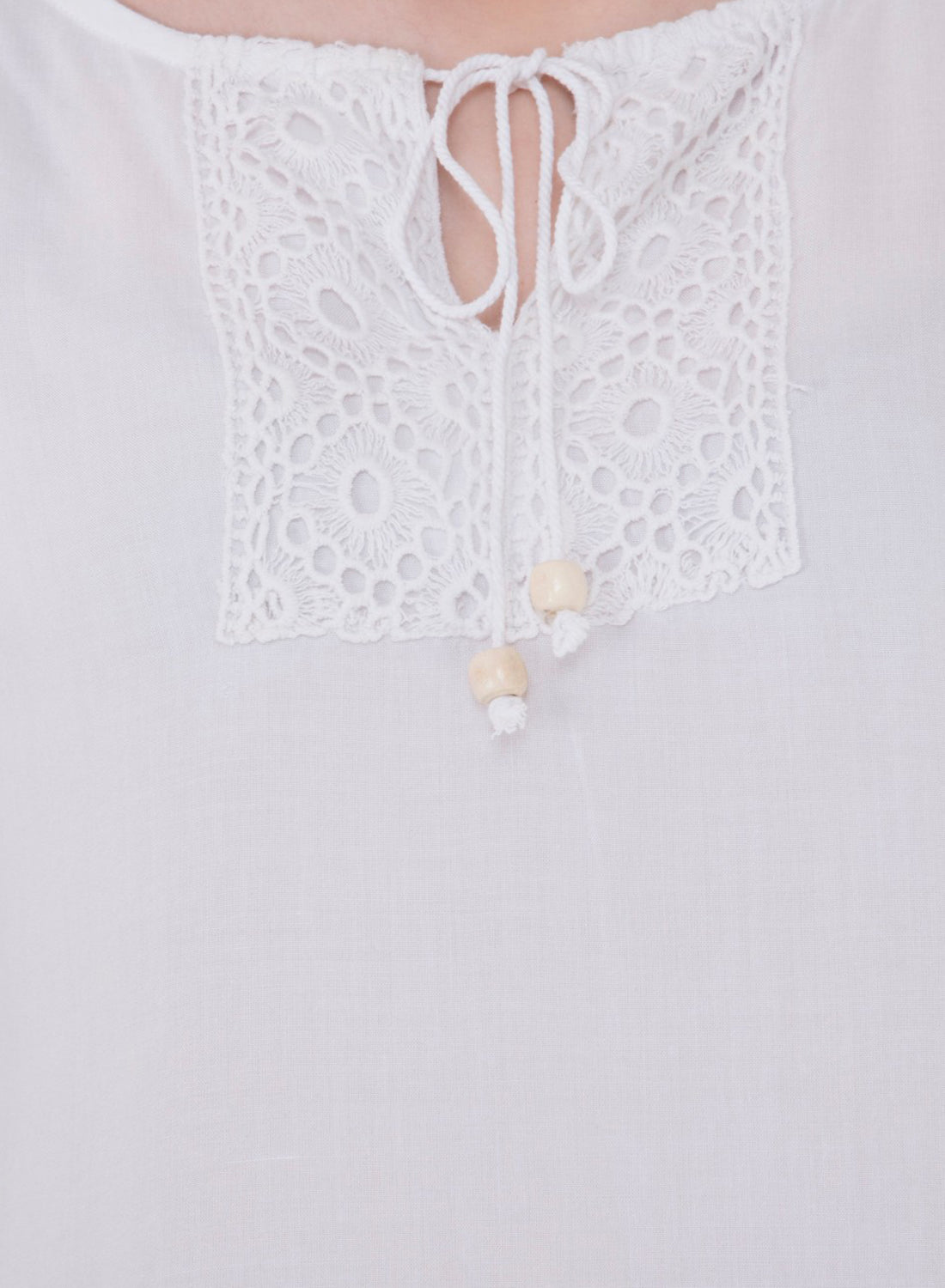 Women Top White Rayon Casual Bell Sleeve Solid