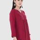 Women Top Maroon Rayon Casual Regular Fit and Flare 3/4 Sleeve