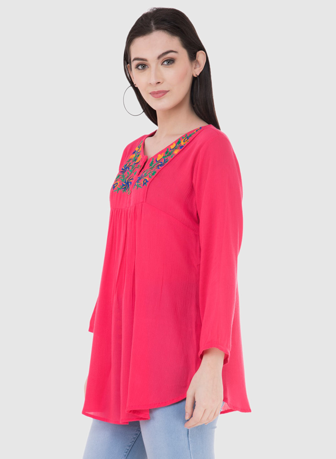 Women Top Rani Rayon Crepe Embroidery Work