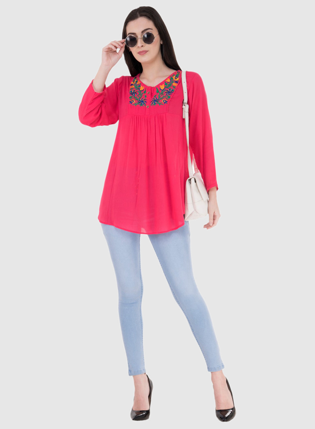 Women Top Rani Rayon Crepe Embroidery Work