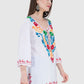 Women Top White Rayon Casual Regular Fit 3/4 Sleeve