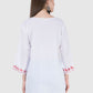 Women Top White Rayon Casual Regular Fit 3/4 Sleeve