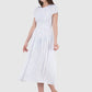 Women Dress White Aline Rayon Midi