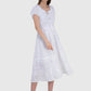 Women Dress White Fit and Flare Cotton Midi