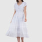 Women Dress White Fit and Flare Cotton Midi