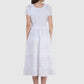 Women Dress White Fit and Flare Cotton Midi