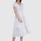 Women Dress White Fit and Flare Cotton Midi