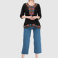 Women Top Black Casual Regular Fit 3/4 Sleeve
