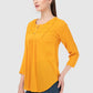 Women Top Yellow Regular Fit and Flare 3/4 Sleeve