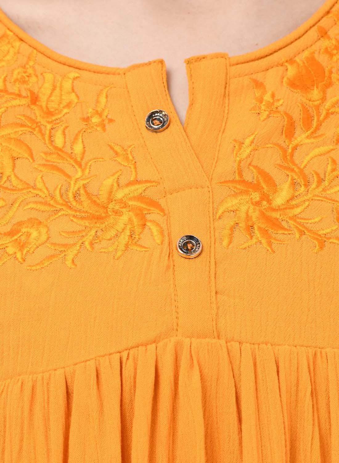 Women Top Yellow Regular Fit and Flare 3/4 Sleeve