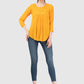 Women Top Yellow Regular Fit and Flare 3/4 Sleeve