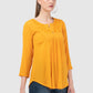 Women Top Yellow Regular Fit and Flare 3/4 Sleeve