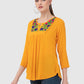 Women Top Yellow Regular Fit and Flare 3/4 Sleeve
