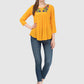 Women Top Yellow Regular Fit and Flare 3/4 Sleeve