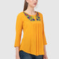 Women Top Yellow Regular Fit and Flare 3/4 Sleeve