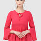 Women Top Pink Regular Fit Party Fit and Flare Bell Sleeve With Lace Work