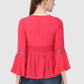 Women Top Pink Regular Fit Party Fit and Flare Bell Sleeve With Lace Work
