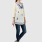 Women Top White Regular Fit and Flare 3/4 Sleeve Embroidery Work