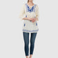 Women Top White Regular Fit and Flare 3/4 Sleeve Embroidery Work