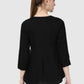 Women Top Black Regular Fit and Flare 3/4 Sleeve Embroidery Work